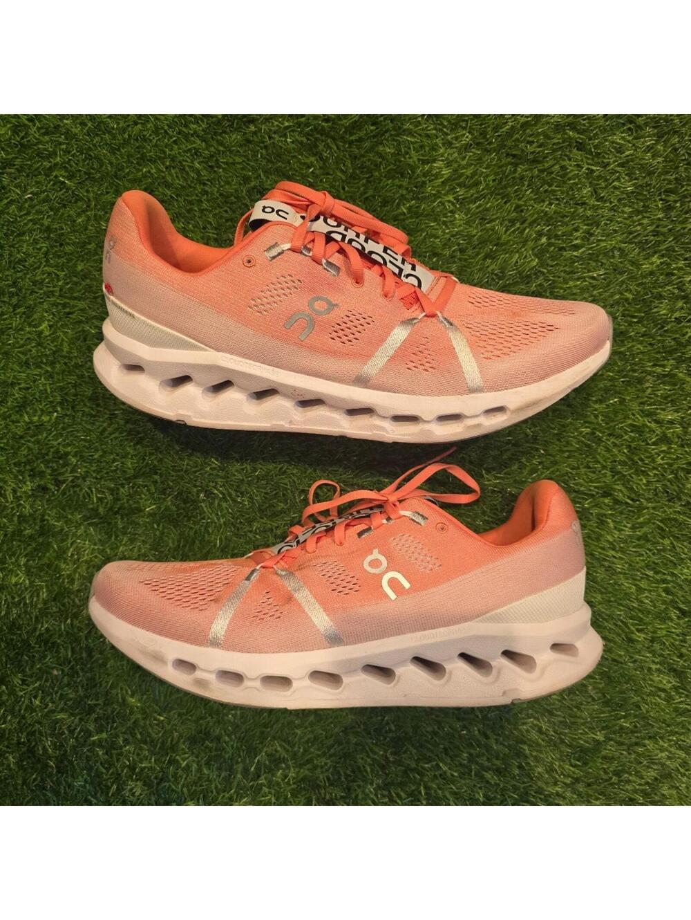 On Cloudsurfer Mens Flame Orange White Athletic Running Shoes Sneakers Size 13